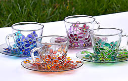 Nádoby - Skleněný hrnek s podšálkem - 16560662_