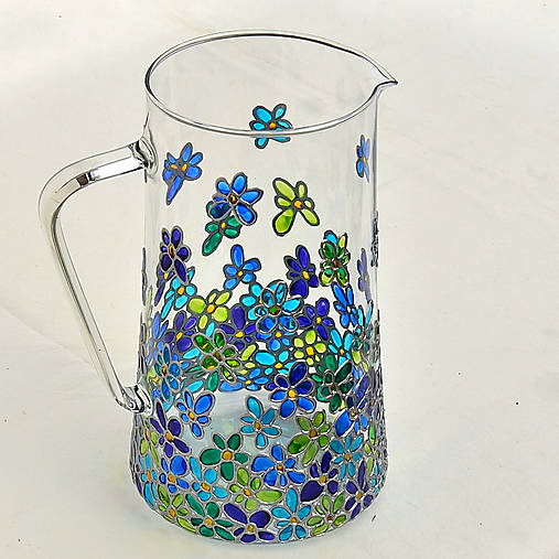 Nádoby - Skleněný džbán 3 l – modrozelený - 16560927_