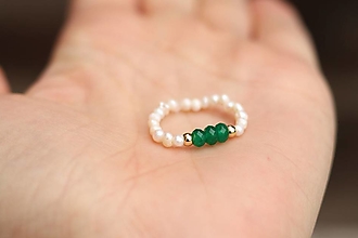 Prstene - Perlový prsteň - mini (Zelený jadeit) - 16560401_