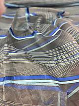Úžitkový textil - Organza modrá s pruhmi v metráži - 16560982_