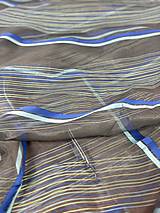 Úžitkový textil - Organza modrá s pruhmi v metráži - 16560983_