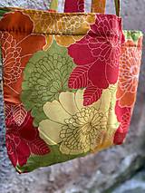 Nákupné tašky - Plátená nákupná taška z bavlny s oranžovými kvetmi - 16561062_