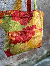 Nákupné tašky - Plátená nákupná taška z bavlny s oranžovými kvetmi - 16561065_