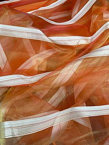 Úžitkový textil - Organza oranžové pruhy v metráži - 16560839_