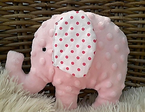 Hračky - Slon ušatý ... minky (20 x 18 cm - Ružová) - 16563326_