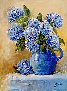 Obrazy - Modré hortenzie - 16563181_