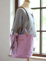 Veľké tašky - Veľká elegantná kabelka z exkluzívneho nepremokavého ľanu, letná kabelka ružovej farby "Orchidea" - 16563960_