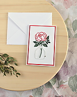 Papiernictvo - Pohľadnica na peniaze s obálkou - ruža - 16561899_
