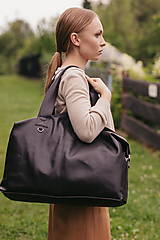 Veľké tašky - Kožená cestovní taška - tmavě hnědá - 16564431_
