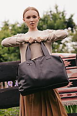 Veľké tašky - Kožená cestovní taška - tmavě hnědá - 16564449_