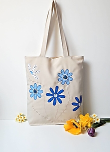 Nákupné tašky - Nákupná taška - s modrými kvetmi - 16561940_