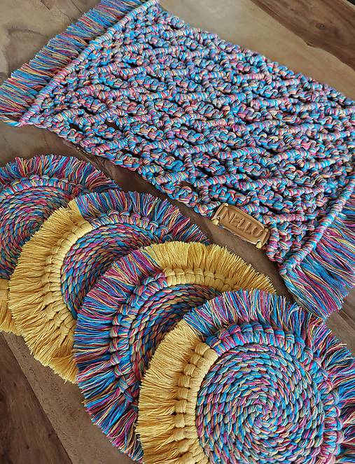 Úžitkový textil - Macramé sada na stôl farebná - 16564303_