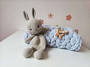 Hračky - Set pre bábätko Zajačik (sivo-modrá) - 16562873_