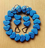 Sady šperkov - Sada náramek + náušnice srdce (Modrá) - 16564289_