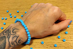 Sady šperkov - Sada náramek + náušnice kulička (Modrá) - 16564337_