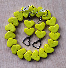 Sady šperkov - Sada náramek + náušnice srdce (Žlutá) - 16564286_
