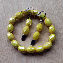 Sady šperkov - Sada náramek + náušnice ovál (Žlutá) - 16564295_