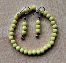 Sady šperkov - Sada náramek + náušnice kulička (Žlutá) - 16564330_