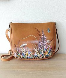 Kabelky - PAULA "Meadow2" kožená kabelka s vypaľovaným obrázkom - 16563805_