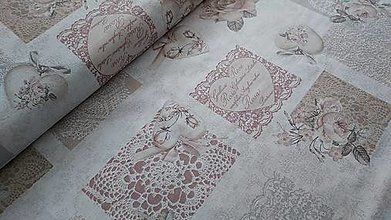 Textil - Látka vintage vzor v režnom tóne (Staroružový patchwork) - 16565892_