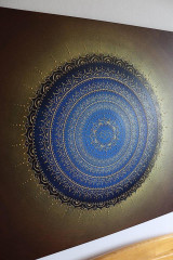 Obrazy - Mandala NEKONEČNÁ LÁSKA A ŠŤASTNÝ ŽIVOT ❤️ (blue-brown) 80x80 - 16565559_