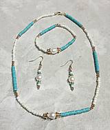 Sady šperkov - Sada s riečnymi perlami a tyrkysom - 16566783_