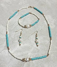 Sady šperkov - Sada s riečnymi perlami a tyrkysom - 16566783_
