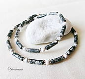 Náhrdelníky - Pánsky náhrdelník šedobiely - 16566045_