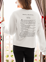 Mikiny - Literárna mikina Pýcha A Predsudok / Jane Austen - v angličtine (Biela) - 16565708_