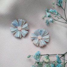 Náušnice - Náušnice Kvety (Modrá s trblietkami) - 16565526_
