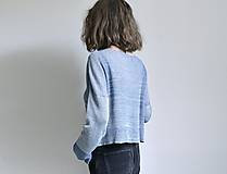 Svetre a kardigány - ľanový šedo-modrý pulover - 16565543_