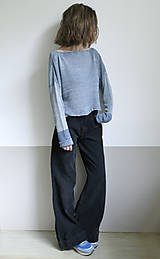 Svetre a kardigány - ľanový šedo-modrý pulover - 16565546_
