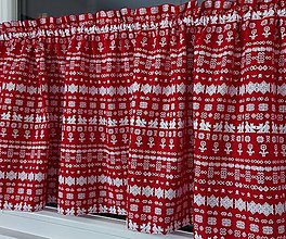 Úžitkový textil - Vitrážková záclonka,,čičmany na červenej" - 16568654_