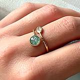 Prstene - Simple Leaf Green Kyanite Ag925 Gold Plated Ring / Strieborný pozlátený prsteň so zeleným kyanitom - 16568282_