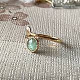 Prstene - Simple Leaf Green Kyanite Ag925 Gold Plated Ring / Strieborný pozlátený prsteň so zeleným kyanitom - 16568288_