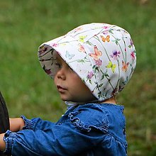 Detské čiapky - Letný detský čepček motýliky - 16567238_
