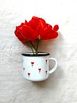 Nádoby - Smaltovaný hrnček Červené tulipány - 16568507_