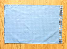 Úžitkový textil - Utierka s háčkovanou krajkou, modré káro - 16566989_