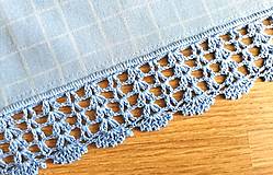 Úžitkový textil - Utierka s háčkovanou krajkou, modré káro - 16566990_
