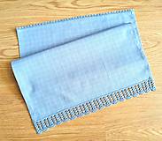 Úžitkový textil - Utierka s háčkovanou krajkou, modré káro - 16566991_