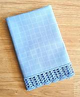 Úžitkový textil - Utierka s háčkovanou krajkou, modré káro - 16566992_