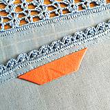 Úžitkový textil - Utierka s háčkovanou krajkou, modré káro - 16566993_