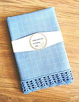 Úžitkový textil - Utierka s háčkovanou krajkou, modré káro - 16566995_