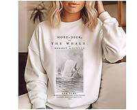 Mikiny - Literárna mikina Moby Dick / Biela Veľryba, Herman Melville - v angličtine (Biela) - 16567722_
