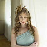 Ozdoby do vlasov - Zlatý fascinátor do vlasov na dvojitej pohodlnej čelenke, na svadbu,  na party - 16568809_