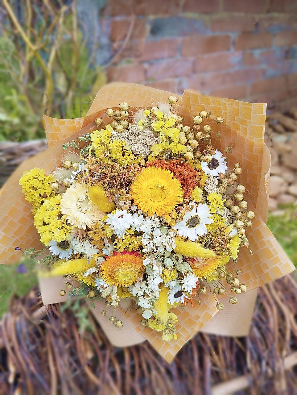 Kytica zo sušených kvetov - žltá