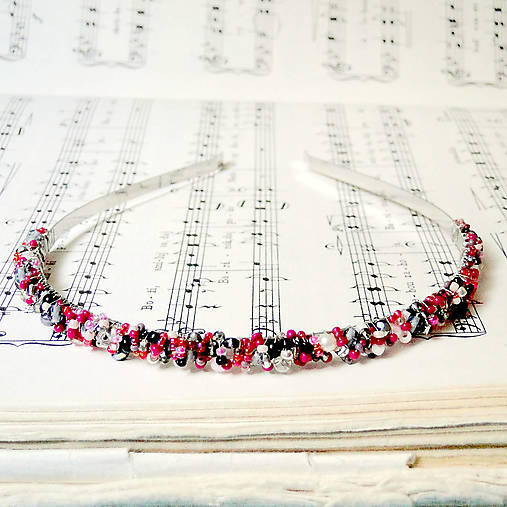 ZĽAVA 50% Juicy Raspberry Pink Headband / Korálková čelenka /S0011