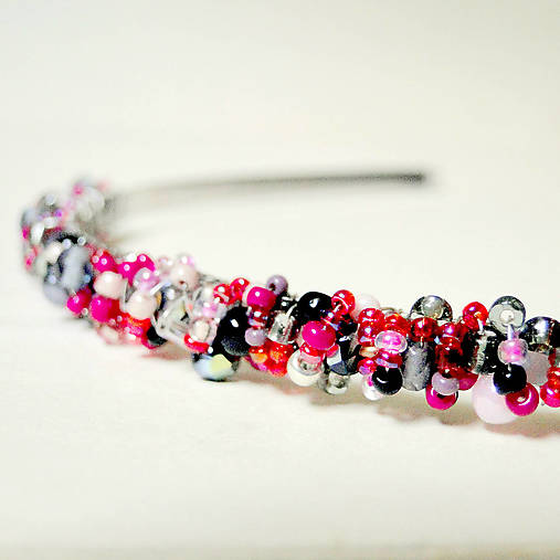 ZĽAVA 50% Juicy Raspberry Pink Headband / Korálková čelenka /S0011