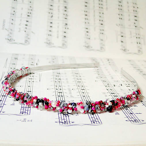 ZĽAVA 50% Juicy Raspberry Pink Headband / Korálková čelenka /S0011