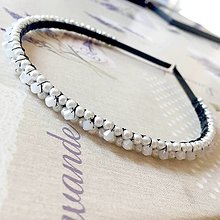 Ozdoby do vlasov - ZĽAVA 50% White Wedding Crystal Beaded Headband / Korálková čelenka biela - svadobná /S0011 - 16572457_